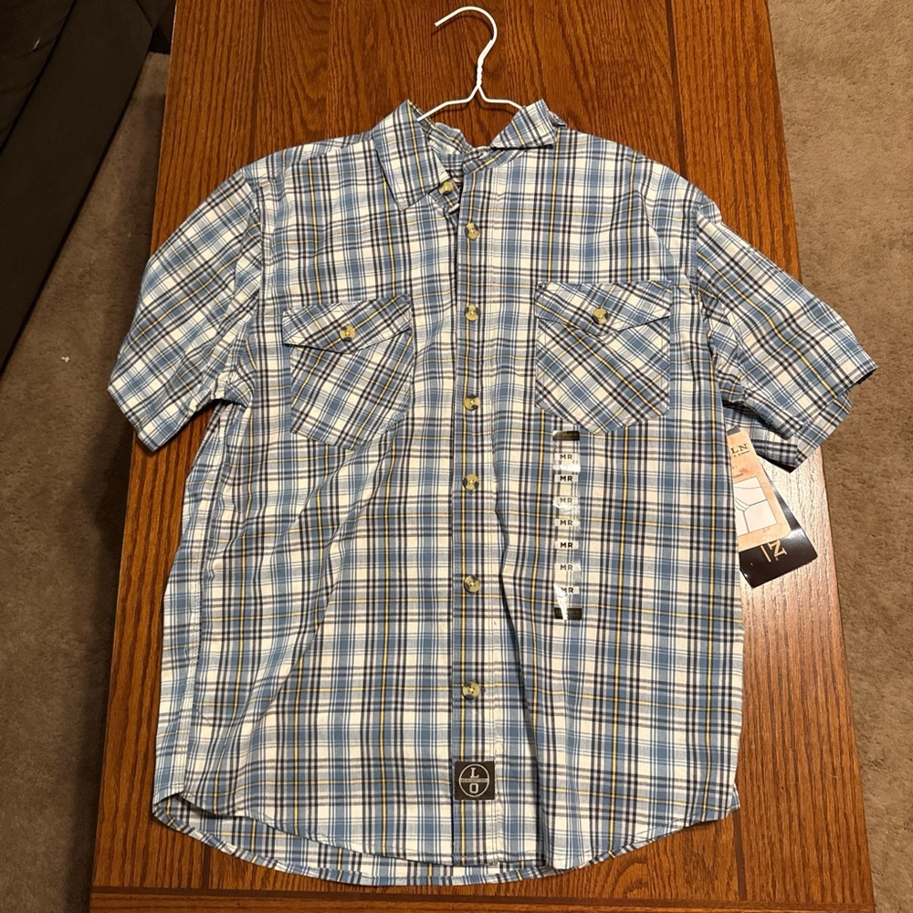 Casual Blue Plaid Button-Down Shirt for Men